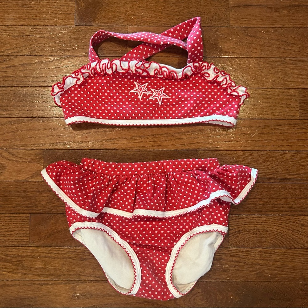 CHAZ AMI by Patsy Aiken Girls size 10 polkadot Ruffle Swimsuit